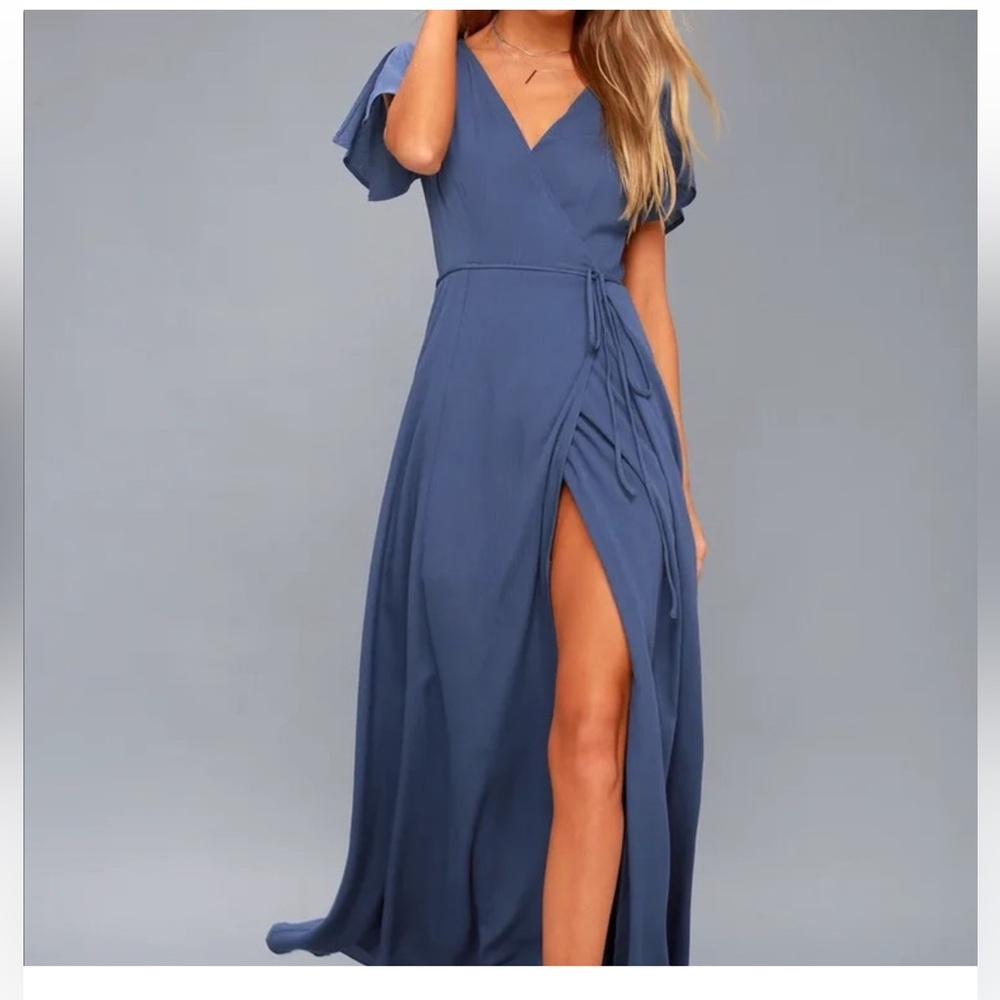 Lulus dress blue wrap style worn once